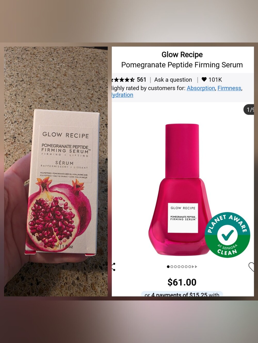 Glow Recipe Pomegranate Peptide Firming Serum